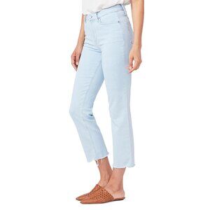 PAIGE Cindy Crop Raw Hem Straight Leg Light Wash Jeans Womens 27
